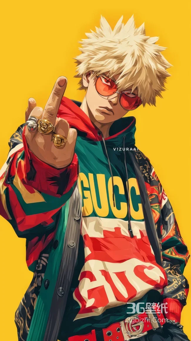 我的英雄学院爆豪胜己潮牌Gucci风穿搭壁纸1