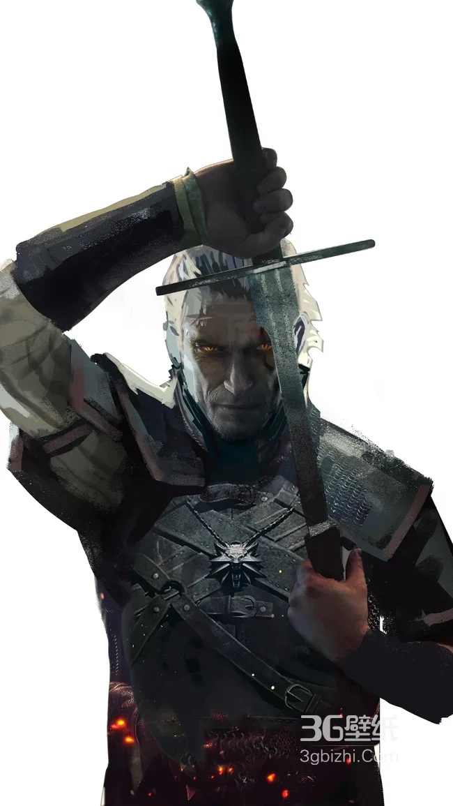 巫师3杰洛特持剑战斗壁纸 猎魔人主题壁纸1