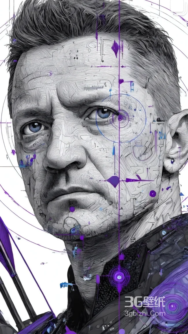 漫威鹰眼科技线稿风壁纸 紫色机械感复仇者联盟壁纸1