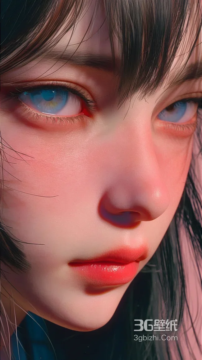 蓝眼黑发CG少女 唯美二次元美女壁纸1