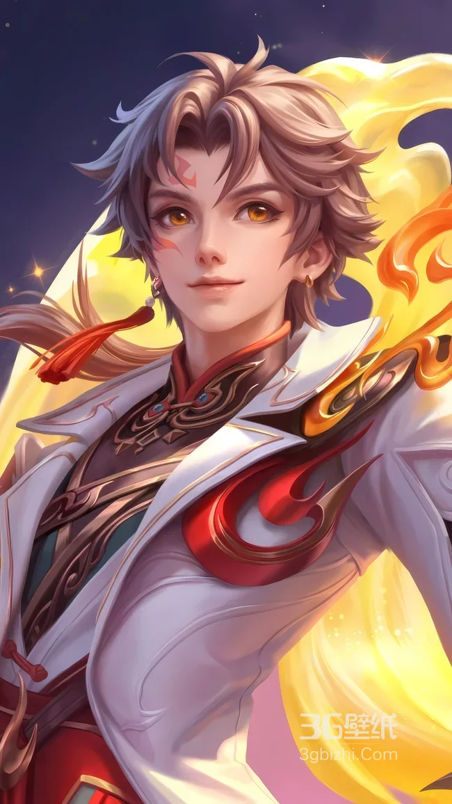 王者荣耀 英雄 亚连 焰纹华服金焰背景潮流壁纸1