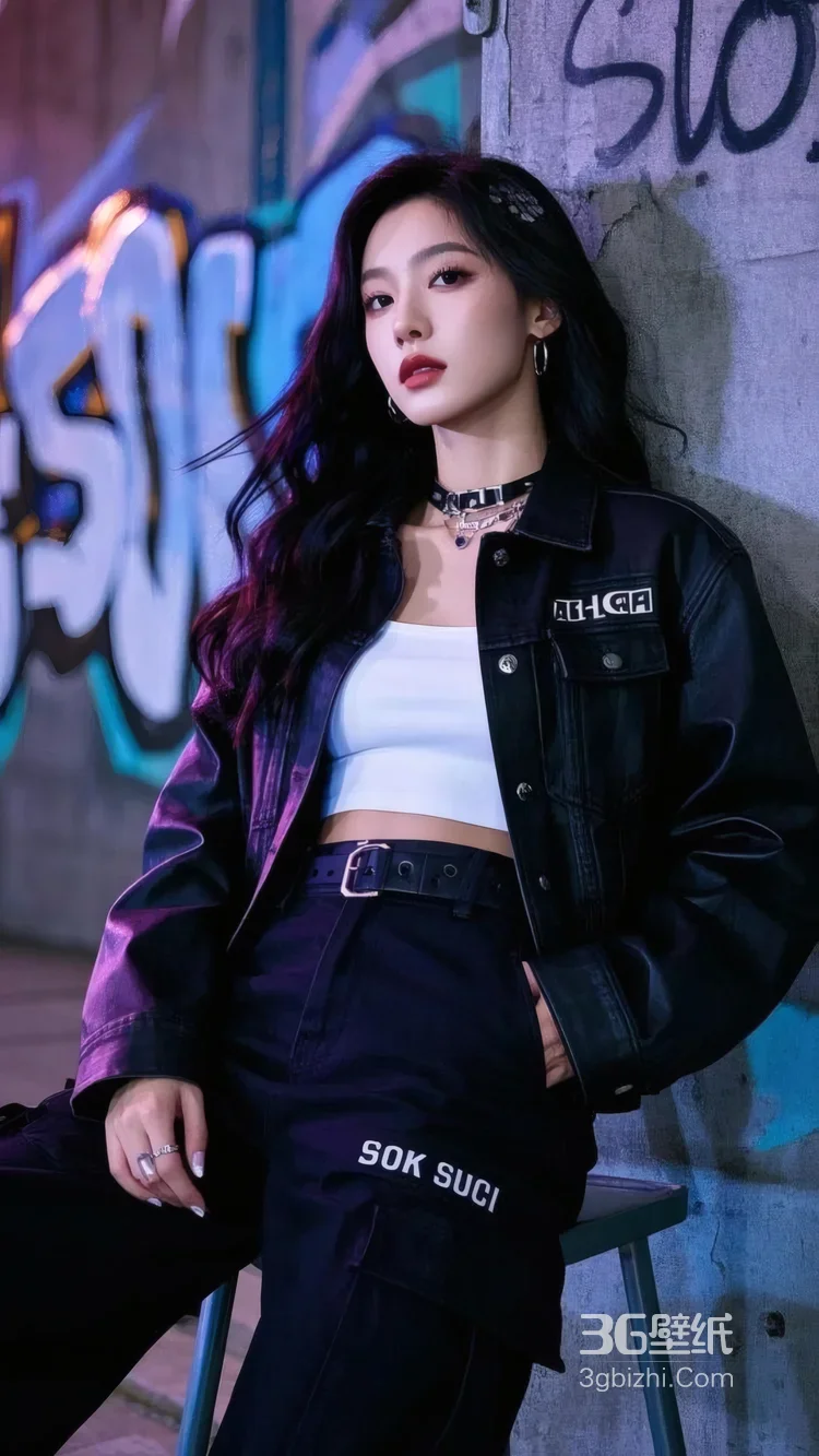 黑衣冷艳女子倚复古石楼栏杆 暗黑时尚写真，美女西装暴徒霸气套图8