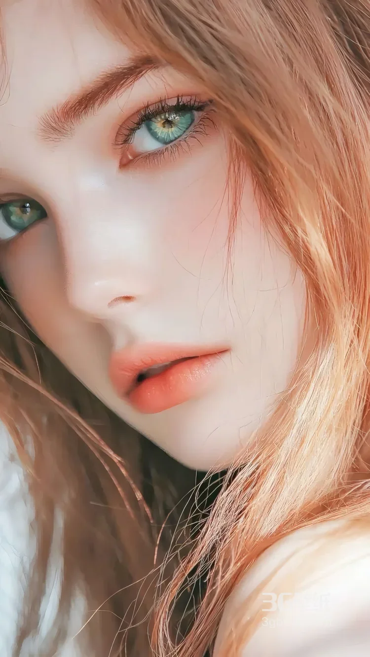 红发绿眸清新妆容女生 唯美氛围感壁纸1