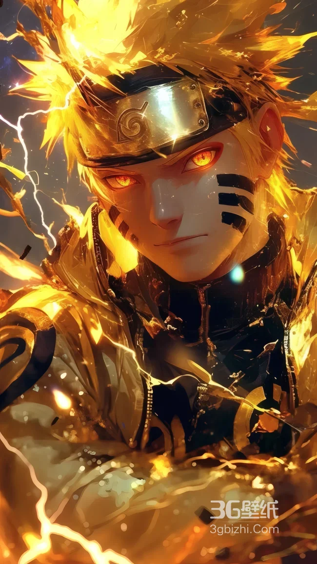 火影忍者漩涡鸣人九尾模式金色电光壁纸1