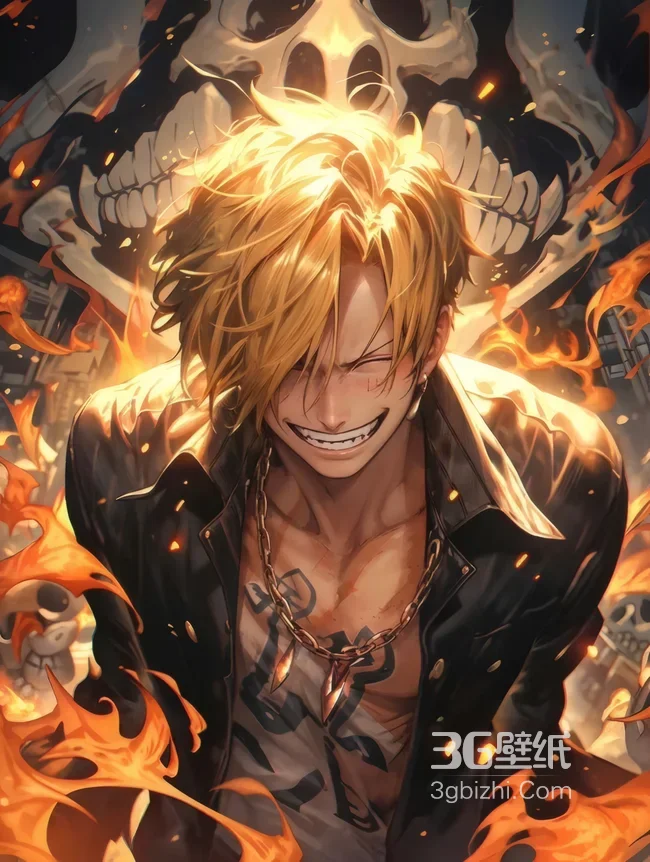 海贼王山治火焰骷髅热血壁纸 动漫炫酷壁纸1