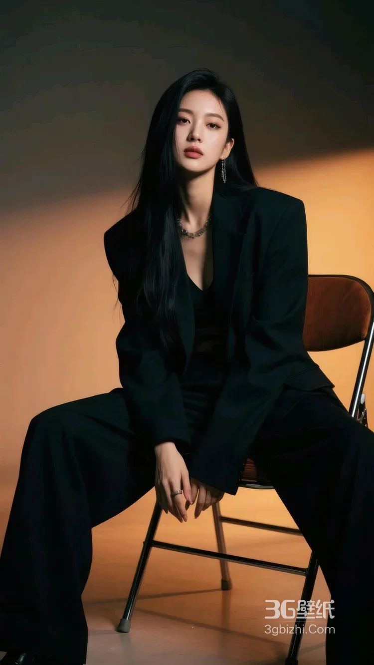 黑衣冷艳女子倚复古石楼栏杆 暗黑时尚写真，美女西装暴徒霸气套图9