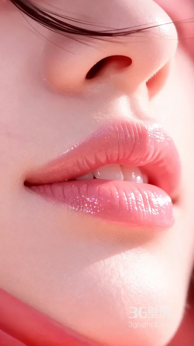 唯美粉嫩唇妆特写壁纸 清新少女风壁纸