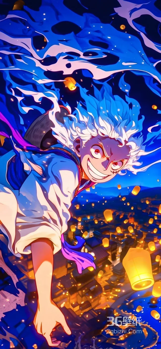 海贼王尼卡路飞 和之国孔明灯夜景热血壁纸1