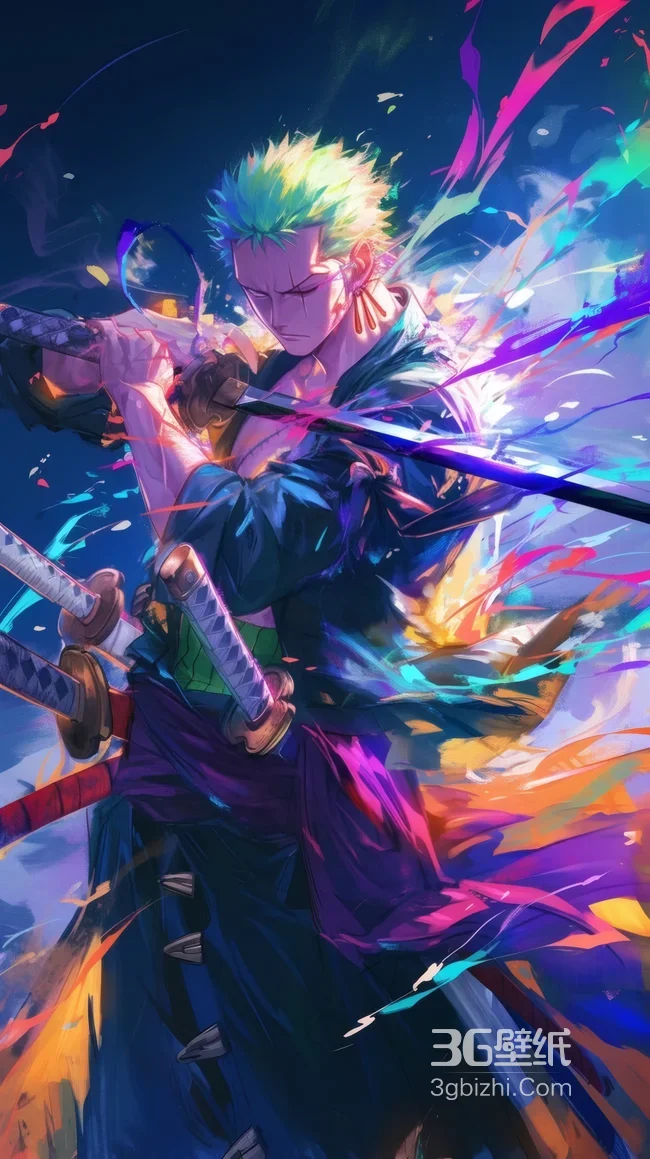 海贼王索隆三刀流炫彩壁纸 热血动漫角色1