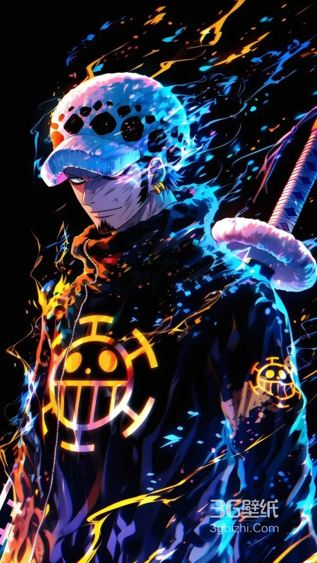 海贼王特拉法尔加·罗炫酷火焰特效壁纸1