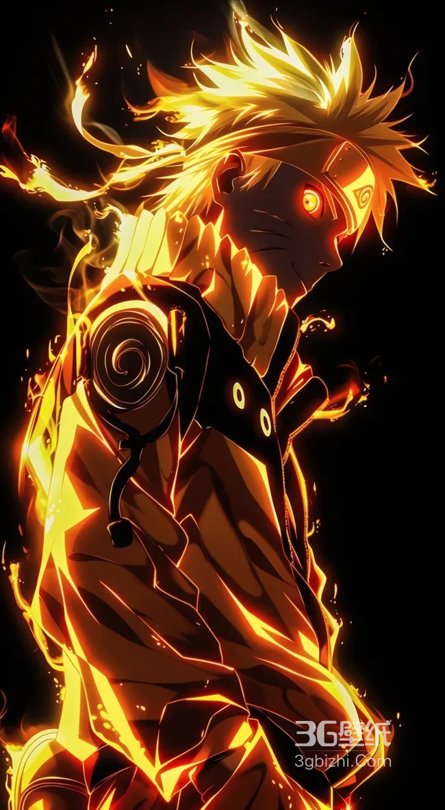 火影忍者漩涡鸣人九尾模式火焰特效壁纸1