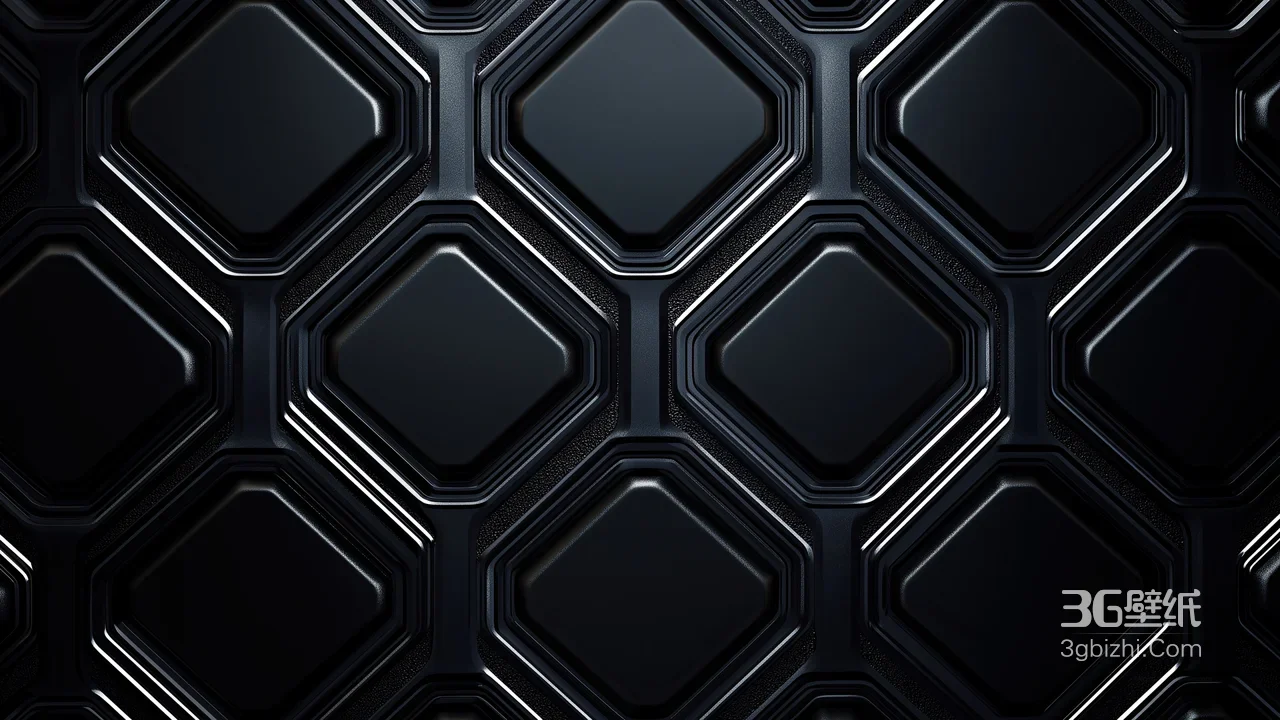 黑色科技感几何立体金属纹理桌面背景 科幻机械风壁纸1