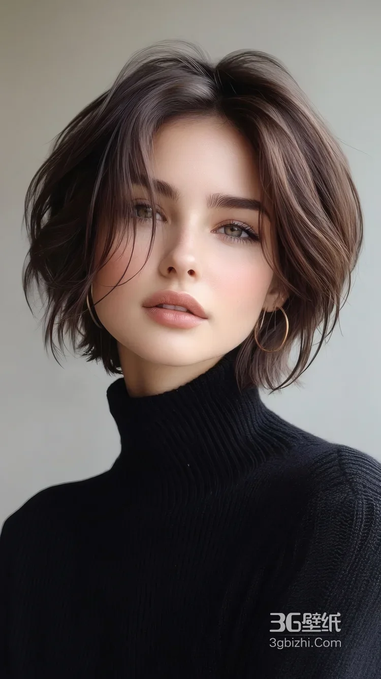 时尚短发女性户外街拍 摩登穿搭潮流发型壁纸3