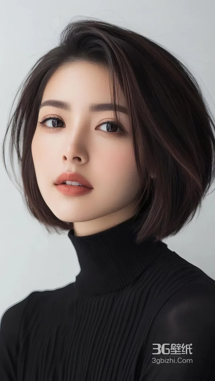 时尚短发女性户外街拍 摩登穿搭潮流发型壁纸6