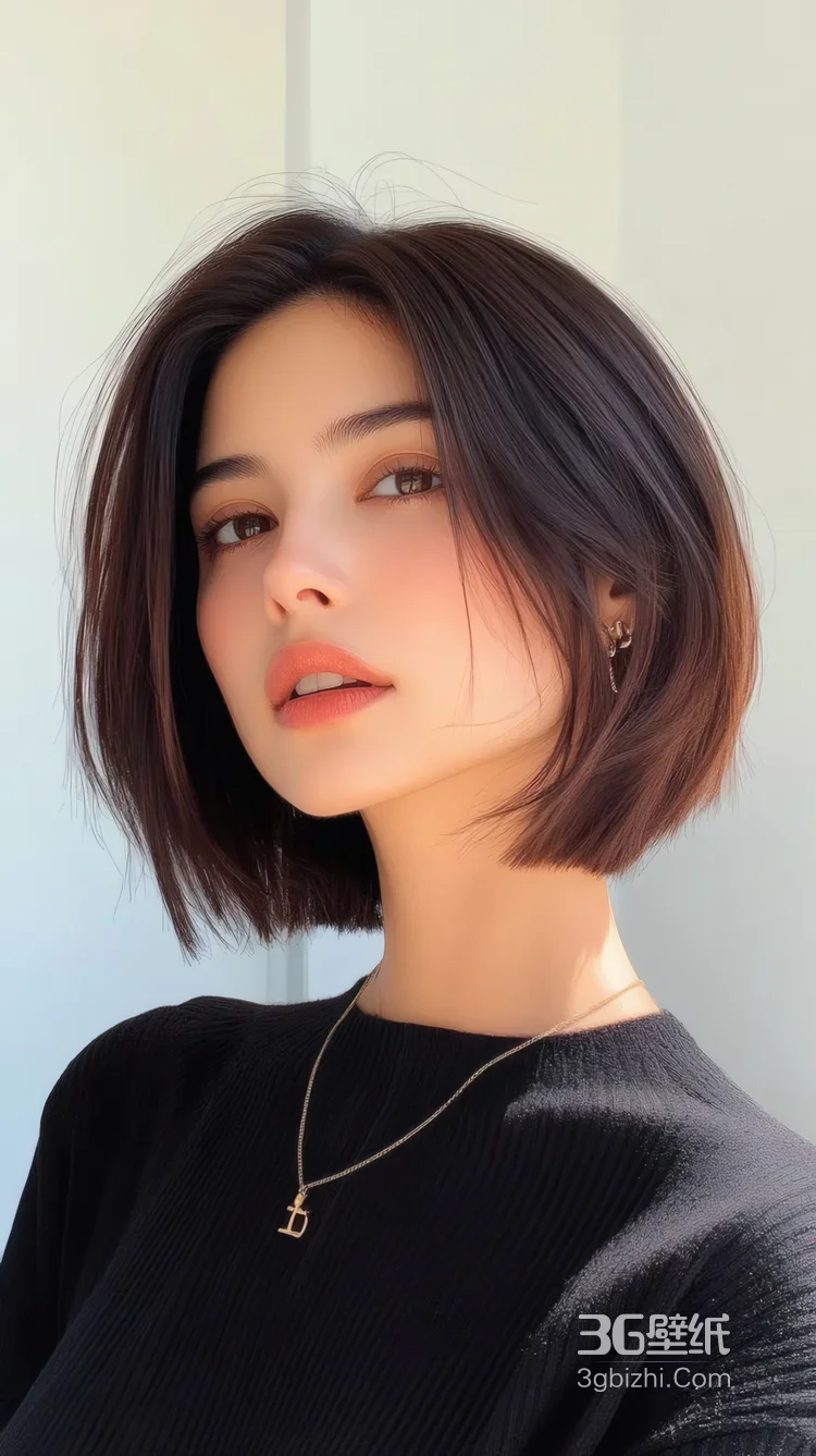 时尚短发女性户外街拍 摩登穿搭潮流发型壁纸2