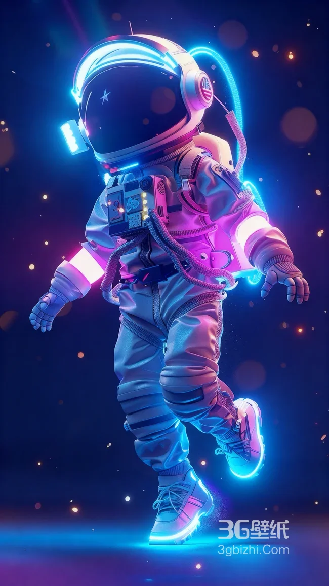 霓虹发光赛博朋克宇航员科技风壁纸1