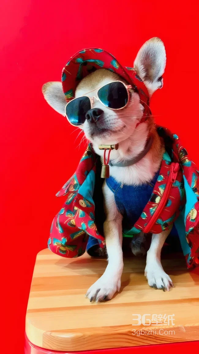 时尚潮酷吉娃娃狗狗 个性穿搭宠物壁纸1