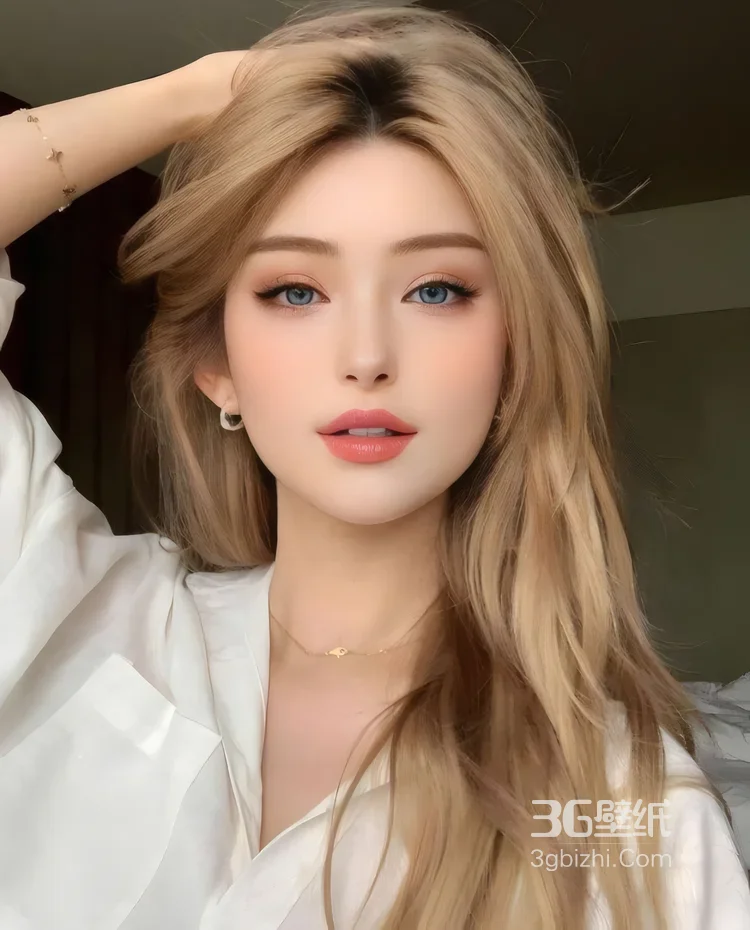 金发气质女生白衬衫时尚穿搭 精致配饰清新写真套图3