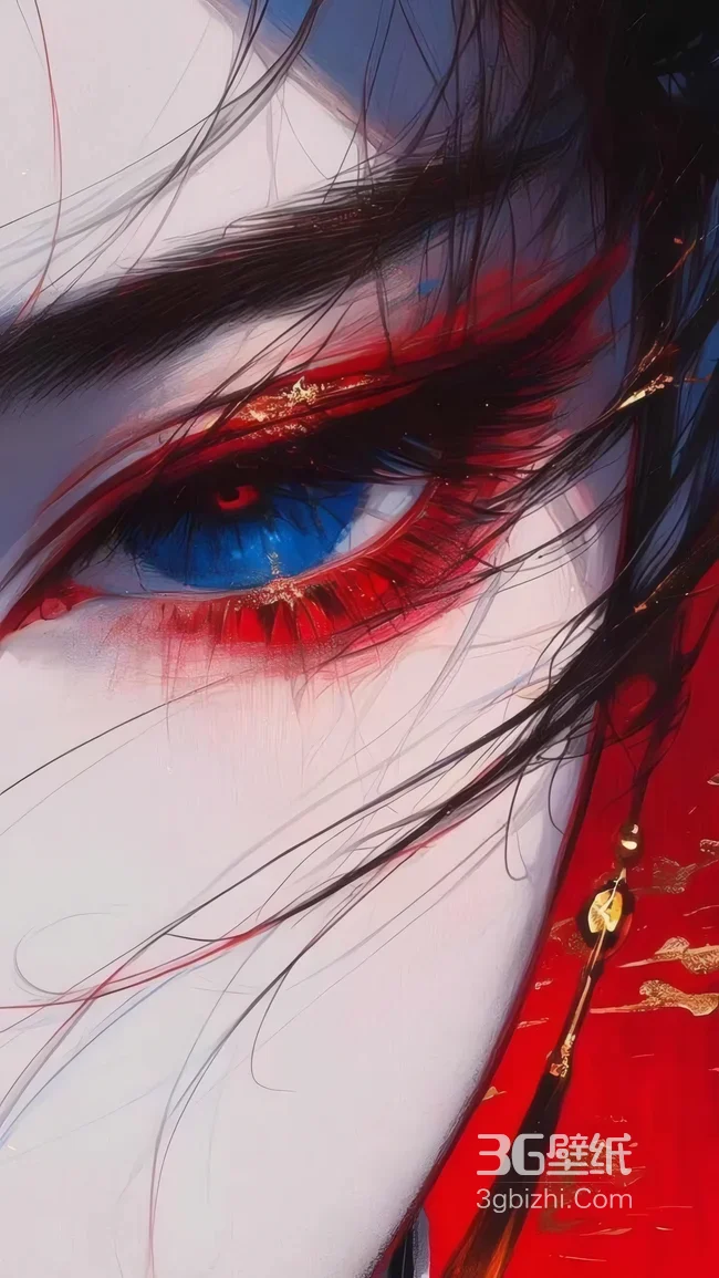 古风动漫红妆蓝眼人物壁纸 国潮妖异眼妆壁纸1