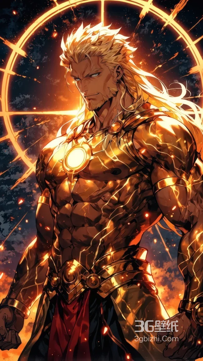 太阳神风格金甲战神 高燃动漫风热血角色壁纸1