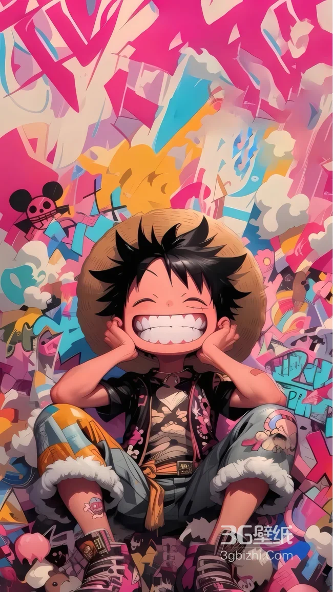 海贼王路飞涂鸦潮流风 草帽船长热血动漫角色1