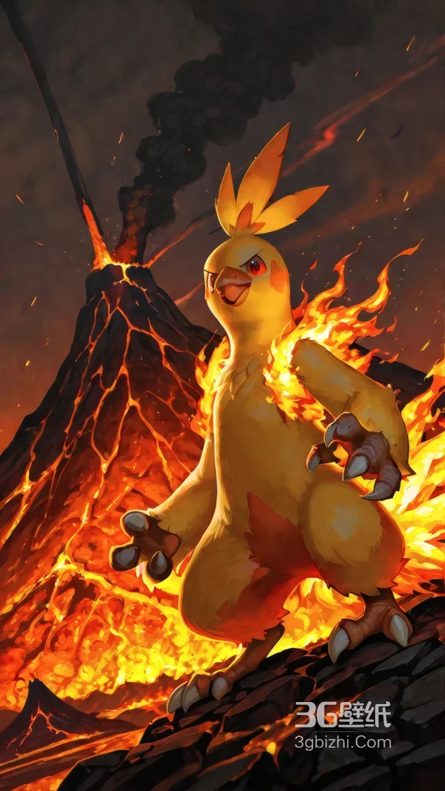 宝可梦力壮鸡火山火焰热血场景壁纸1
