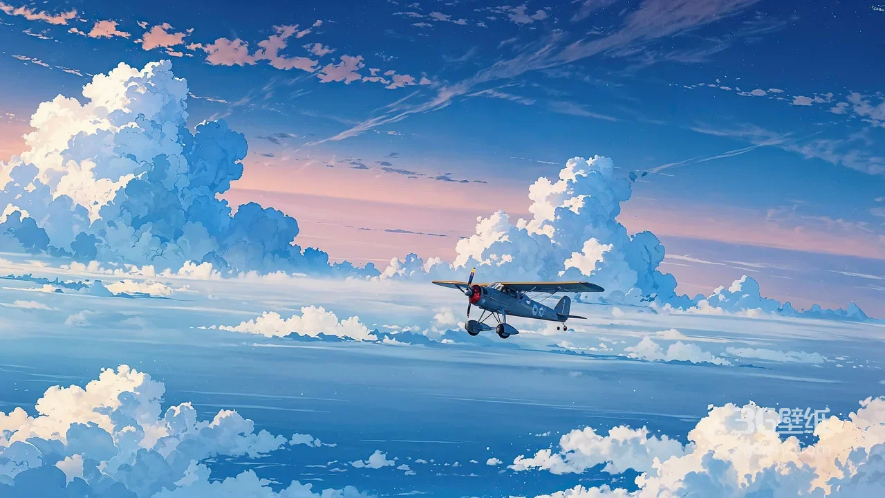 新海诚风复古飞机云海飞行 治愈天空壁纸1