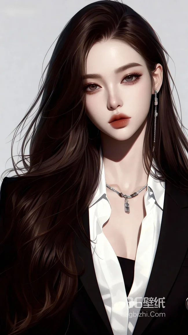 大胸性感的长发动漫美女手机壁纸1