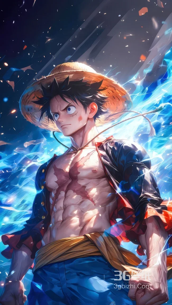 海贼王路飞（草帽伤疤）电光特效热血壁纸 航海王壁纸1