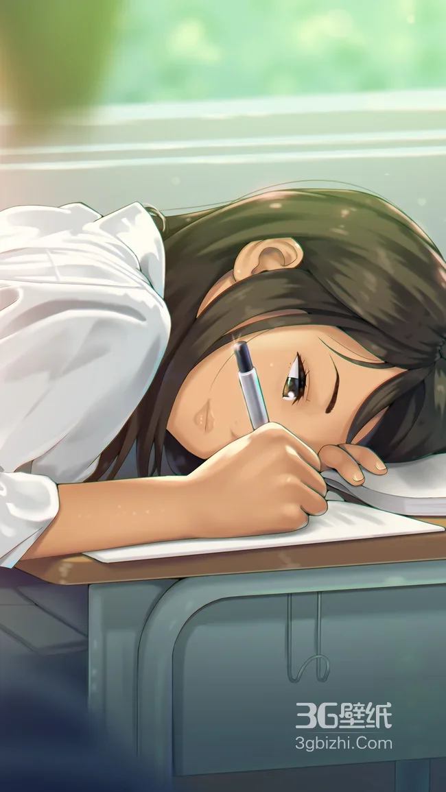 长瀞早濑·课桌伏案执笔 日系动漫《长瀞同学》高清无水印1