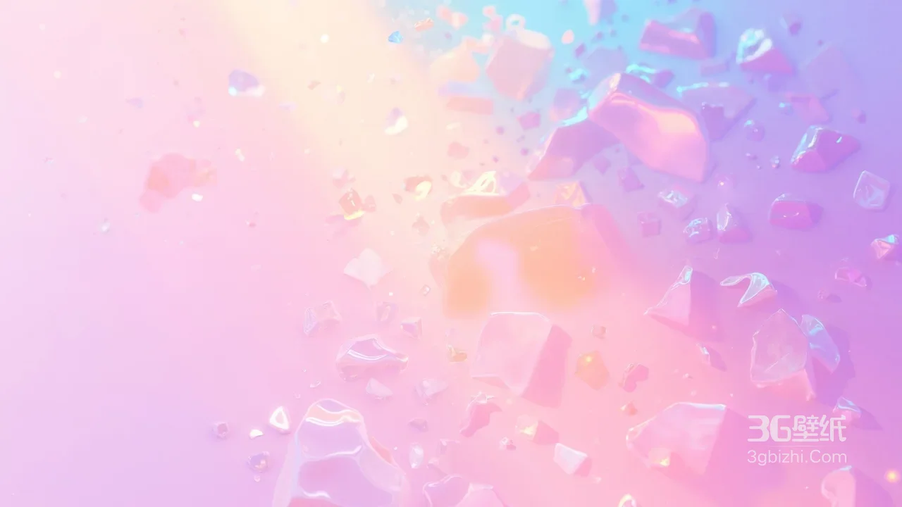 马卡龙渐变琉璃碎块 梦幻柔焦光感桌面场景氛围感拉满1