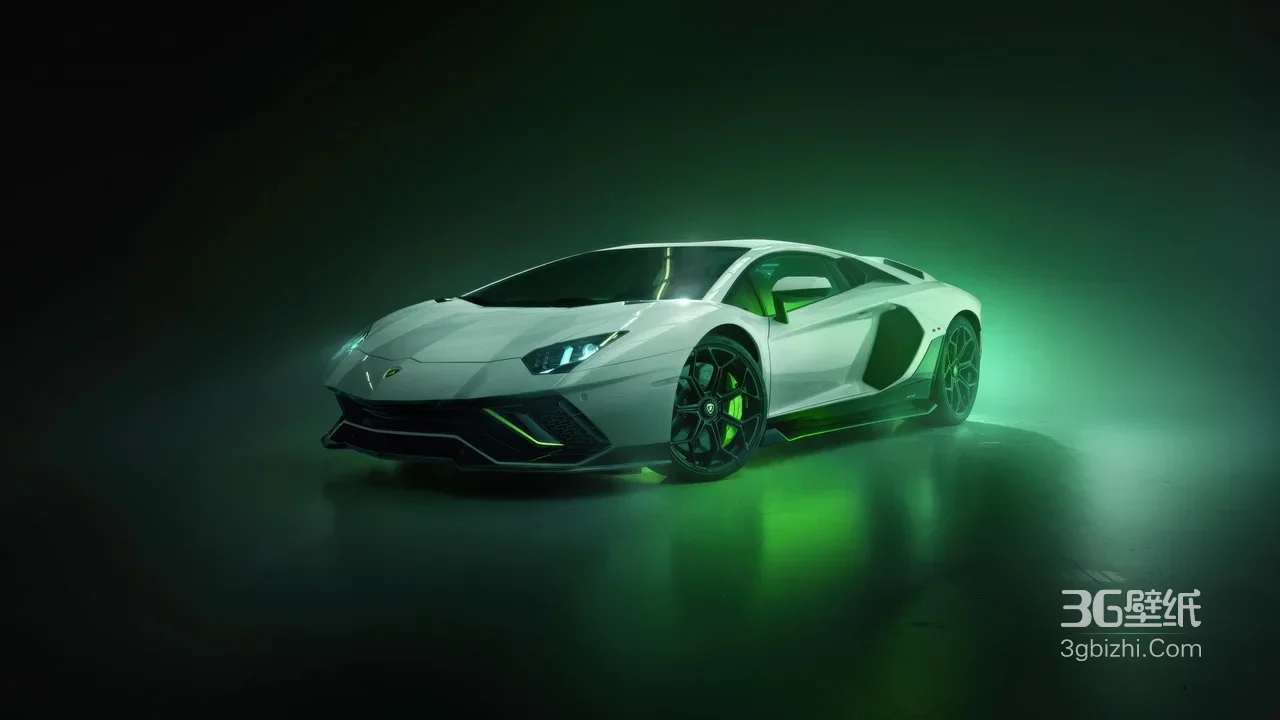 白色兰博基尼跑车·暗黑绿光影 高清无水印1