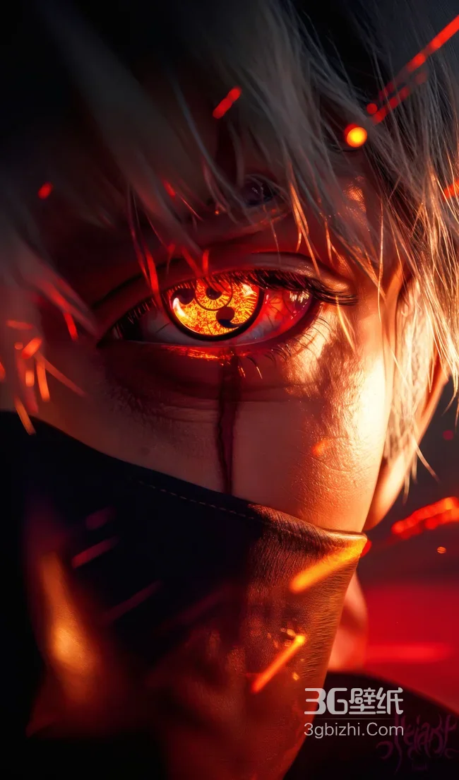 旗木卡卡西·写轮眼燃血 火影忍者暗黑热血壁纸 高清无水印1