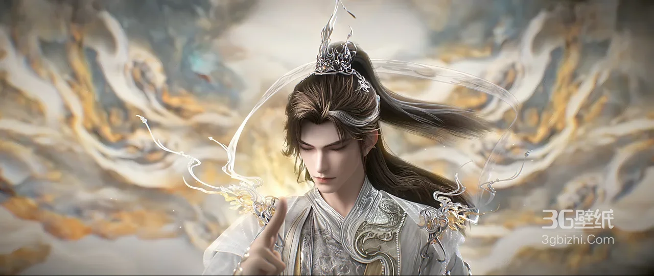 《完美世界》石昊·银饰华服云海仙韵 国风唯美动漫壁纸高清无水印1