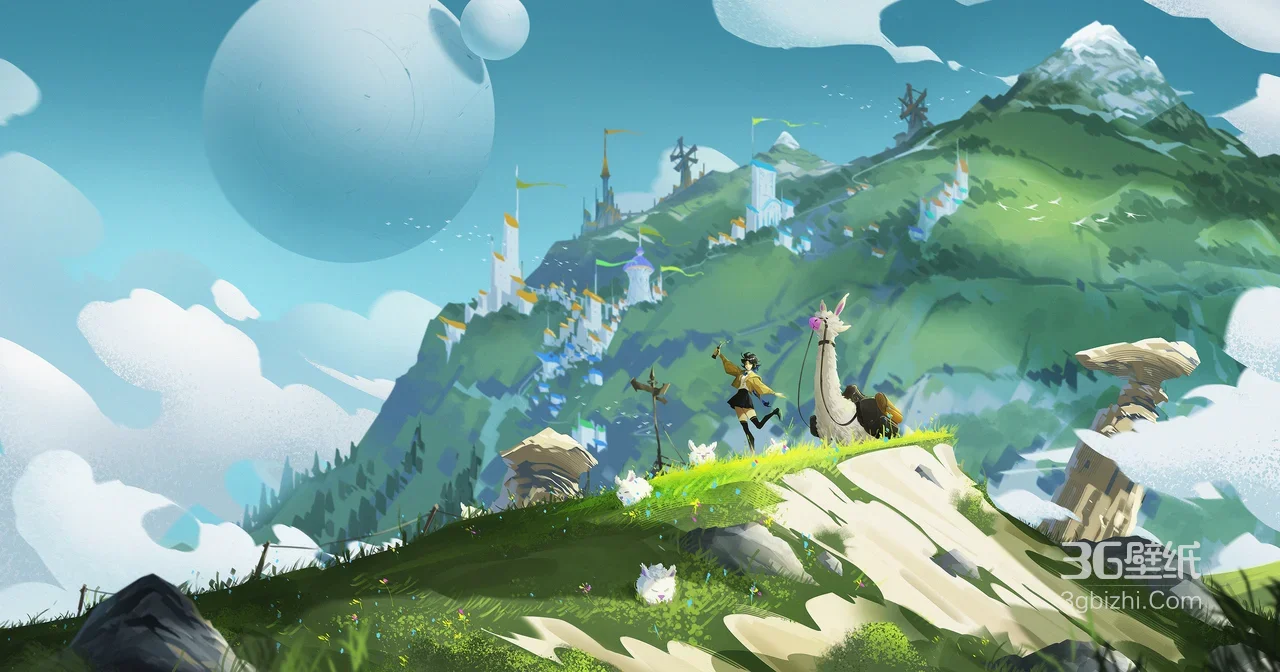 少女·羊驼·奇幻山城游戏场景 唯美清新氛围感拉满1