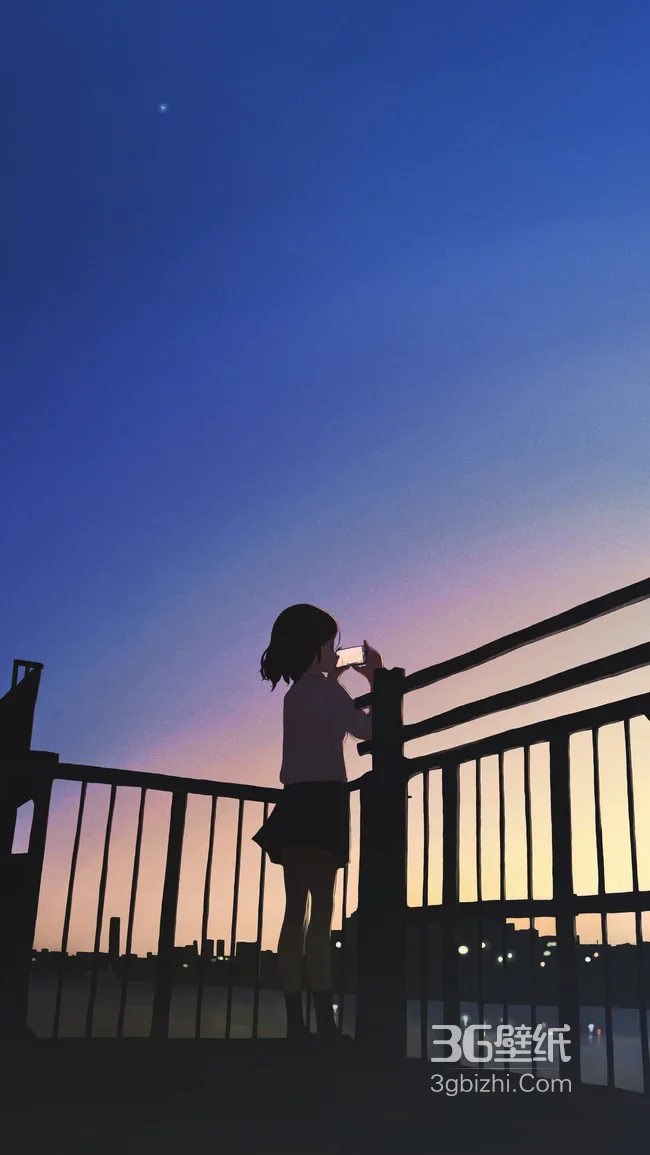 JK少女黄昏桥头栏杆拍日落·日系动漫风氛围感拉满1