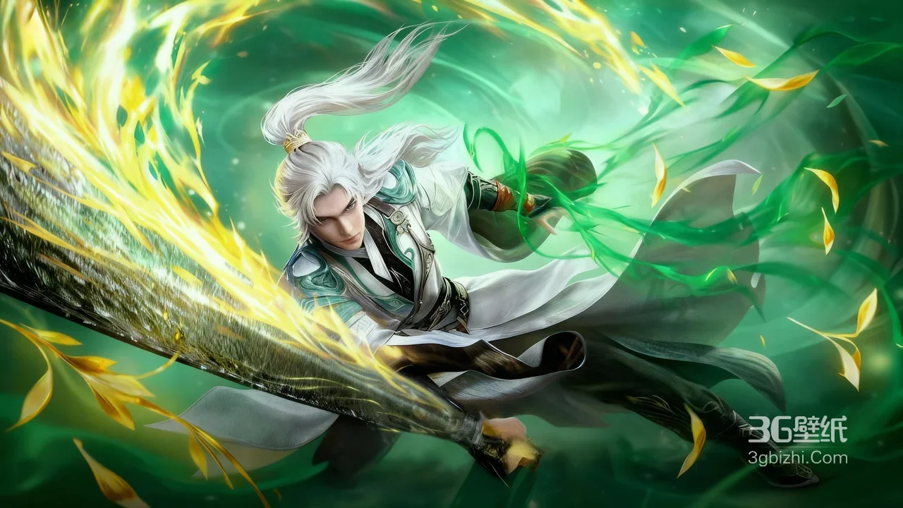 《完美世界》主角石昊·黄绿灵刃斩击 高清无水印1