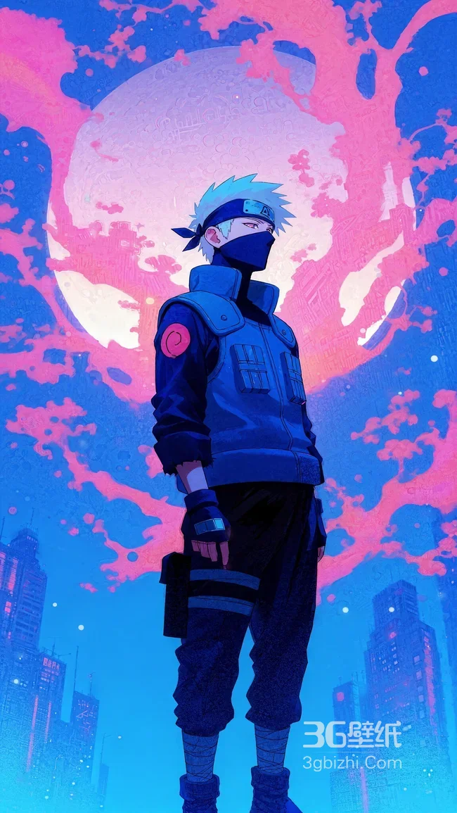 旗木卡卡西·忍者装束 火影忍者赛博朋克都市月夜氛围感拉满1