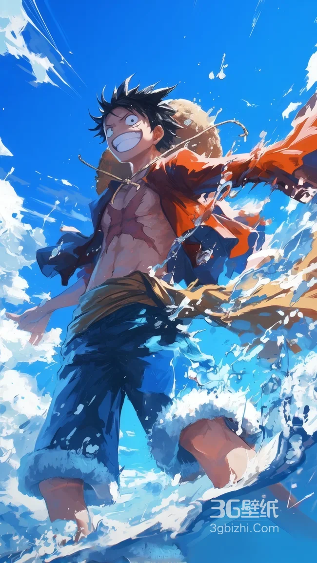 蒙奇·D·路飞·海浪激扬 海贼王动漫热血风壁纸 高清无水印1