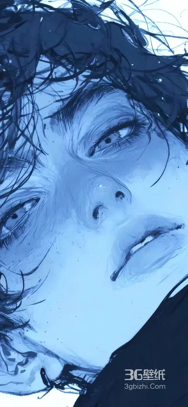 蓝调艺术风人物肖像·暗黑写意感 原创插画高清无水印1