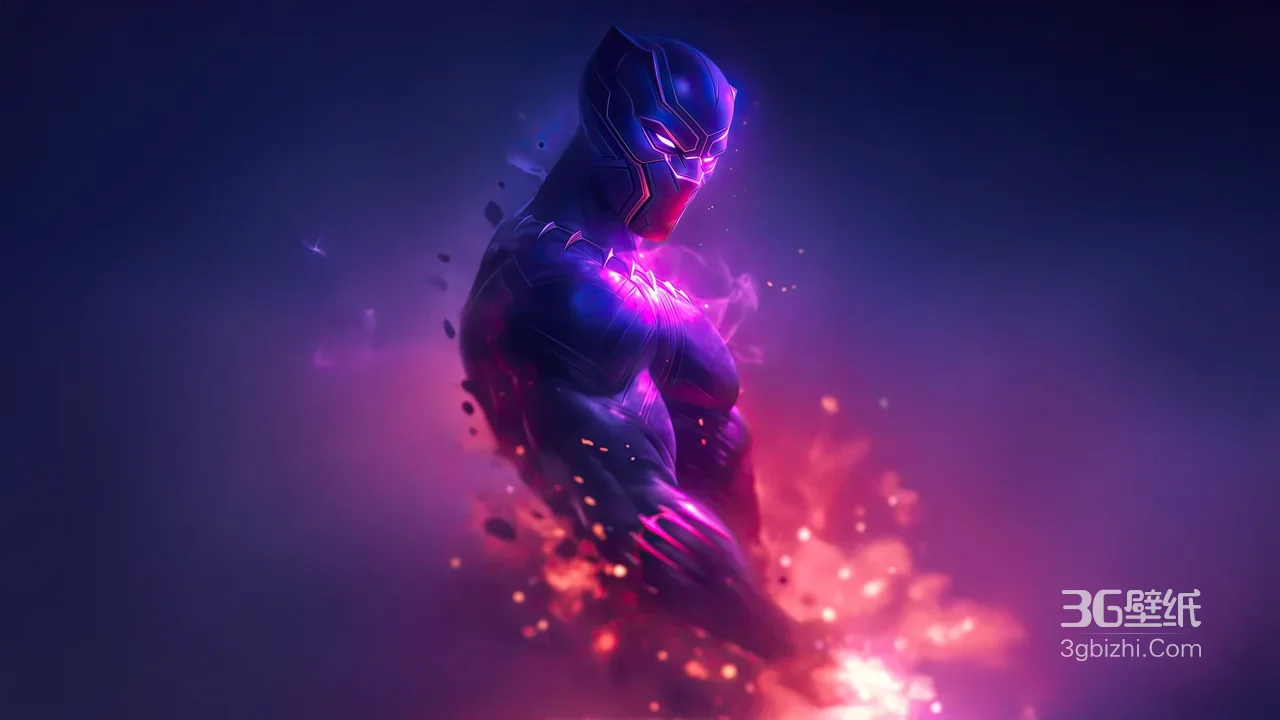 黑豹·振金战衣炫光迸发 漫威影视霓虹风 高清无水印1