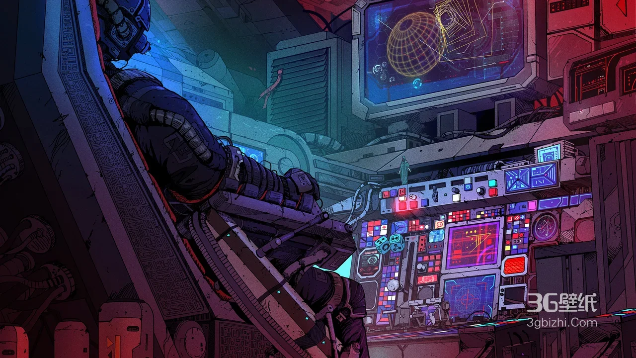 赛博朋克驾驶舱·机甲人员操控控制台 宽屏科幻壁纸推荐1
