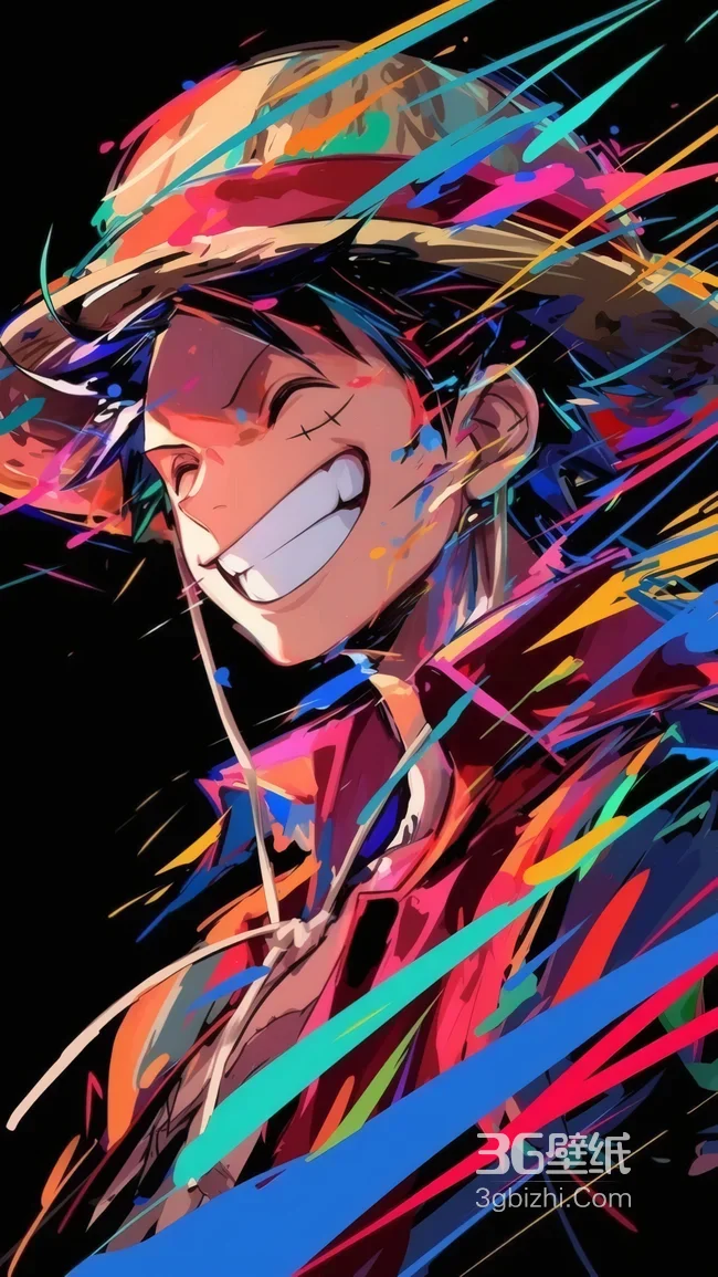蒙奇·D·路飞 炫彩涂鸦风 海贼王热血壁纸冒险感拉满1