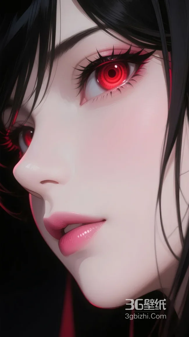 黑发红瞳少女·暗黑唯美二次元动漫风 高清无水印1
