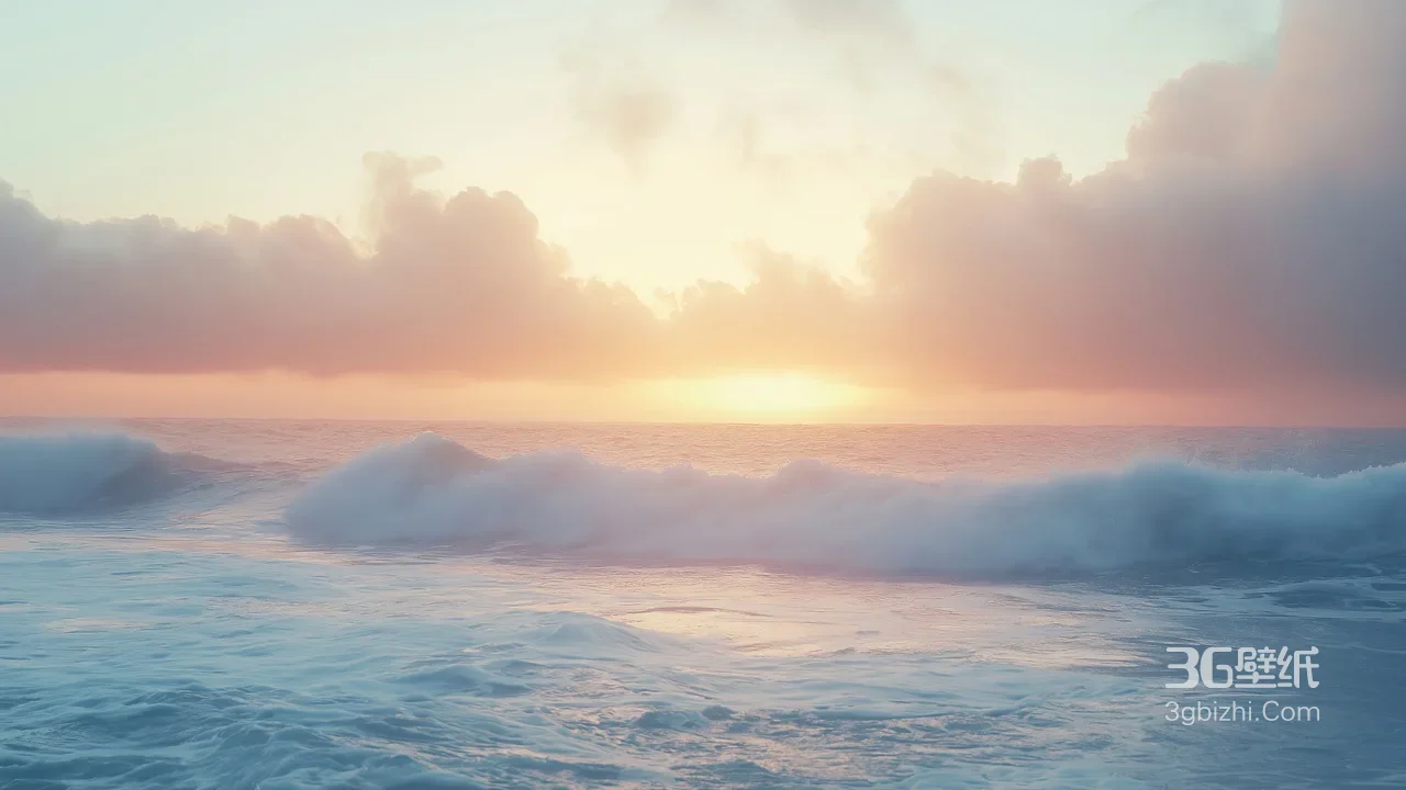 海边日出海浪云海·唯美治愈系宽屏高人气海景桌面背景1