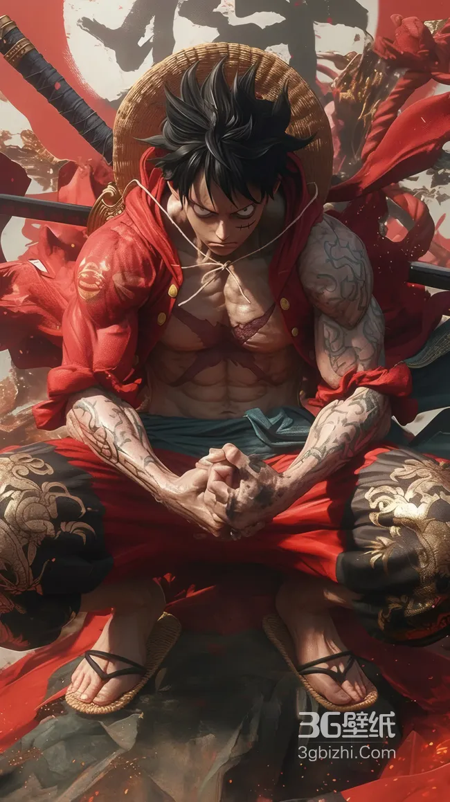 蒙奇·D·路飞·肌肉纹身 国风写实风 海贼王高清无水印1