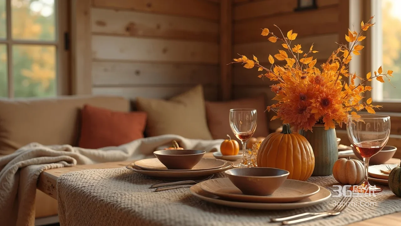秋日木屋餐桌南瓜餐具·暖系治愈风 氛围感拉满1