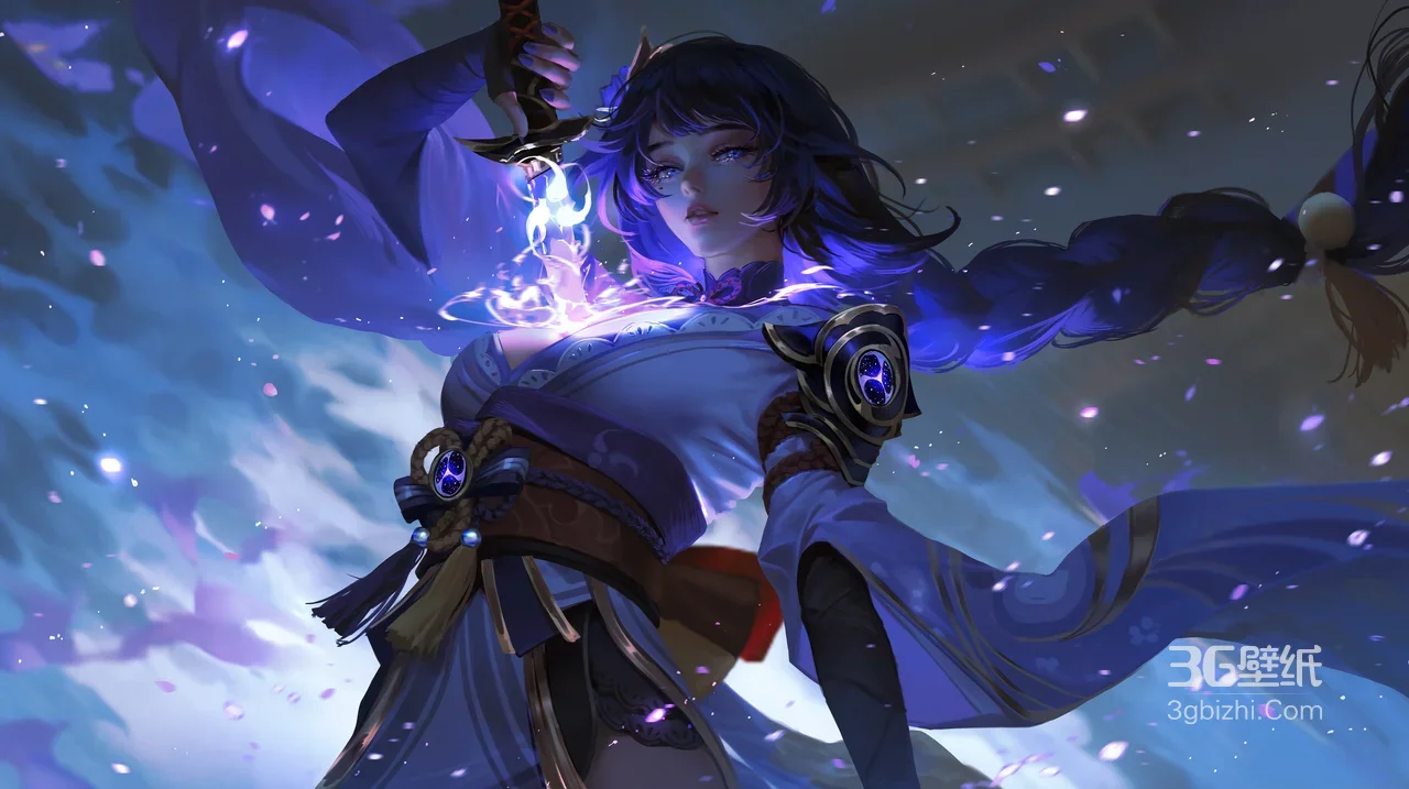 女剑客·剑光萦绕 国风唯美游戏角色 飘带纷飞高清插画1