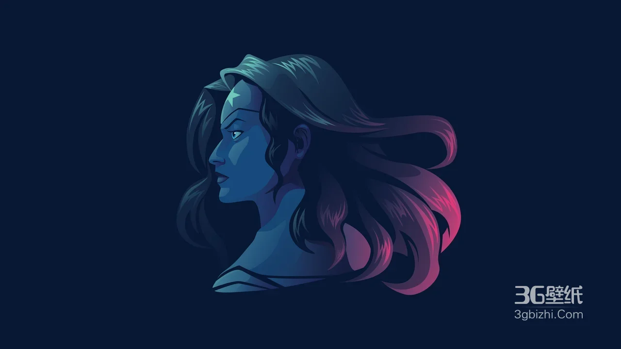 神秘长发女性侧影·霓虹渐变暗黑系·超高清艺术背景1