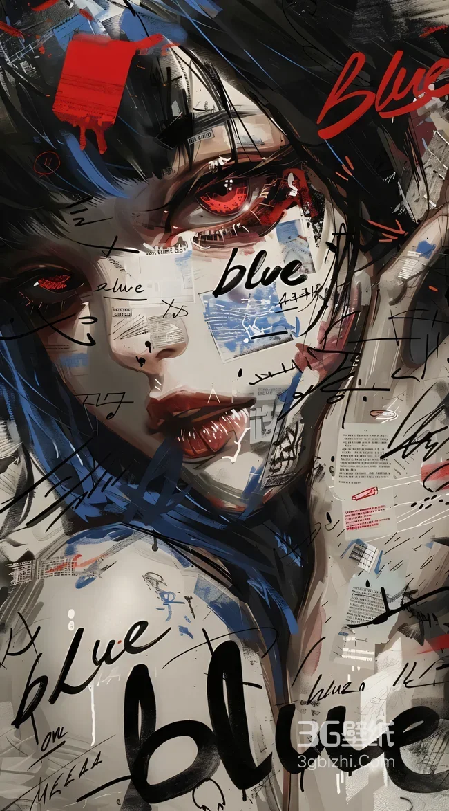 赛博朋克少女·机械义眼拼贴肖像 赛博朋克涂鸦风高清赛博朋克壁纸1